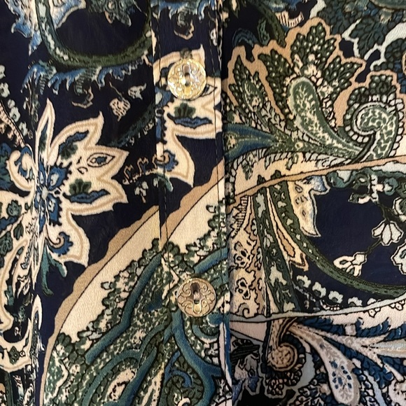 Roz & Ali Women’s top Size 1X by multi color blue green and white button up - Picture 11 of 16